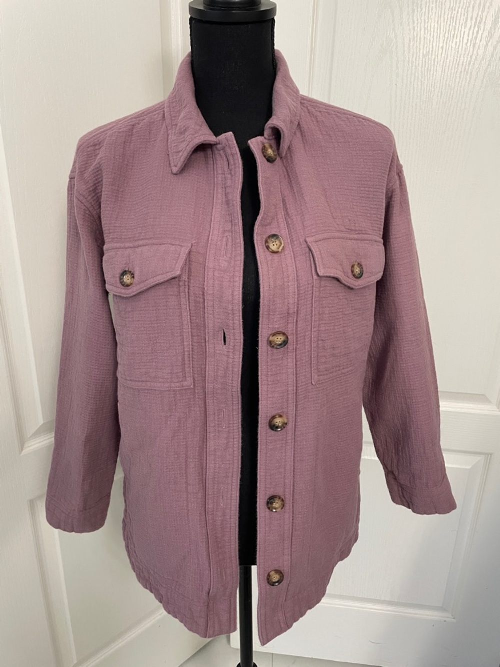 Madewell Shirt Jacket Faded Fig waffle cotton XS lightweight purple blazer - Picture 2 of 9